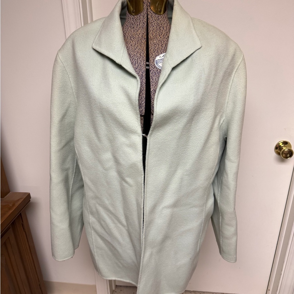 alerie Stevens Woolmark Wool Blend Coat Mint Green Angora Cashmere 1X
